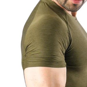 T-shirt de compression pour homme Olive personnalisé, séchage rapide, entraînement en salle de sport, course à pied, fitness, athlétique, manches courtes, performance - Product Image 5