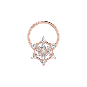 AJRETAIL 0.08 Carat Diamond 14K <b>Gold</b> Flower Ethnic <b>Nose</b> Pin HI Color VS-SI Clarity Brilliant Fine Piercing Jewelry for Women - Product Image 2