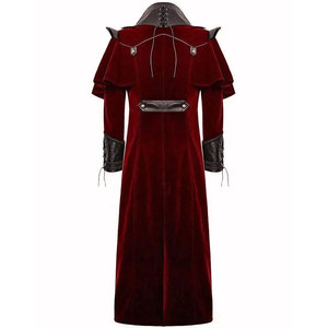 Manteau Rouge Gothique Steampunk pour Homme en Velours de Haute Qualité avec Accents en Similicuir Vente en Gros Usine 2026 - Product Image 3