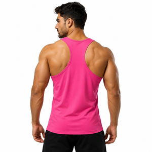 Débardeur de sport rose personnalisé pour homme – Gilet de fitness sans manches, maillot de musculation, entraînement, séchage rapide, vêtement de sport athlétique - Product Image 4