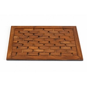 Tapete Rectangular de Madera de Acacia con Listones Tejidos para Jardín |   Muebles de Exterior Duraderos y Ecológicos Hechos a Mano al por Mayor - Product Image 1