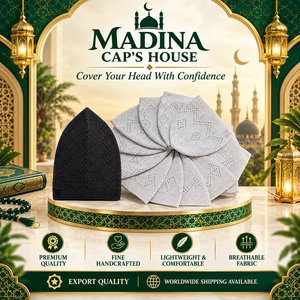 หมวกมุสลิม MADINA CAP'S HOUSE หมวกกุฟฟี่ผ้าฝ้ายสีพื้น ระบายอากาศได้ดี หมวกถักสำหรับผู้ชาย ใช้ได้ทุกฤดู สไตล์ชาติพันธุ์ - Product Image 1