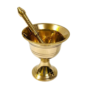 High Quality Brass Mortar And Pestle With Polish Finished For Manual <b>Coffee</b> And Spices <b>Grinder</b> Kitchenware Metal Imam Dasta - Product Image 1