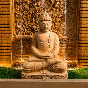 Fontaine Bouddha en pierre faite à la main, extérieure, LED, résistante aux intempéries, décoration de jardin Art Déco, taille personnalisée - Product Image 2