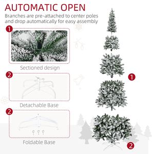 Albero di Natale Artificiale Verde Pieghevole 210cm con Aghi Innevati e Materiale PE/PVC per Decorazioni Interne - Product Image 6