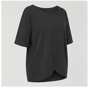 เสื้อยืดคอกลมแขนสั้นทรงหลวมสำหรับผู้หญิง สีชาร์โคล รุ่น WTS-0160 - Product Image 3