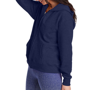 Sweat-shirts à capuche zippés pour femmes, décontractés, respirants, doublés, 100 % coton molletonné, écologiques, manches longues, service OEM personnalisé - Product Image 5