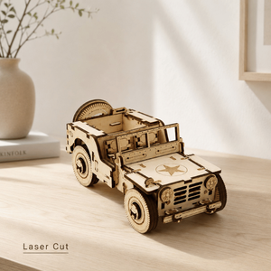 <b>DIY</b> Military Jeep Laser Cut Wooden Model <b>Kit</b> Premium 3D Puzzle Assembly Toy for Collectors Hobbyists Kids and Home Display Decor - Product Image 2