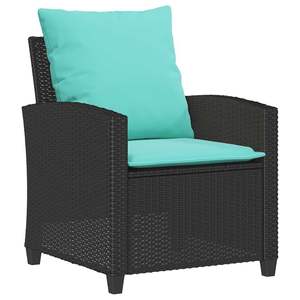 Juego de sofás de patio de ratán sintético negro de 6 piezas con cojines, muebles de exterior - Product Image 6