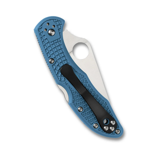Navajas Plegables Azules con Hoja Plateada de Borde Liso, Orificio Circular para el Pulgar, Mango Ergonómico Texturizado y Clip de Bolsillo Negro - Product Image 4