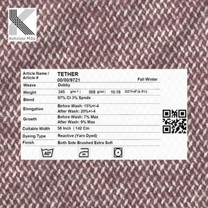 Tela Dobby de Algodón y Elastano, 345 GSM, Hilo Teñido Doble Cepillado, Transpirable, Peso Medio, para Vestidos, 97% Algodón, 3% Elastano - Product Image 4