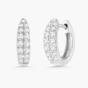 Lab Grown Diamond Hoop <b>Earrings</b> Pave Set Small Everyday <b>Piercing</b> Jewelry Huggie Clasp 10kt 14K 18K Solid Real Gold Factory Price - Product Image 5