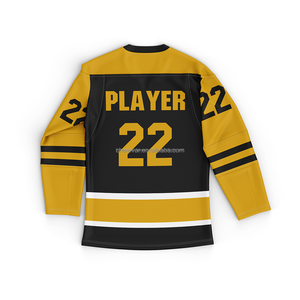 Maillot de hockey sur glace personnalisé pour homme, sublimé, blanc, bleu, orange, respirant, en maille polyester écologique, avec nom et numéro du joueur - Product Image 6