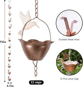 Chaîne de pluie décorative en fer forgé tendance pour balcon, drainage de l'eau de pluie et aménagement extérieur moderne - Product Image 2