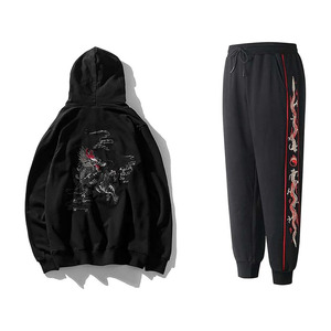 Streetwear Men's Kirin Embroidered Graphic Hoodies and Jogger Pants <b>Set</b> - Product Image 1