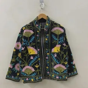 Top Suzani Embroidered Velvet Jacket Women Short Floral Boho <b>Coat</b> Handmade Ethnic Outerwear At Cheap Price - Product Image 3