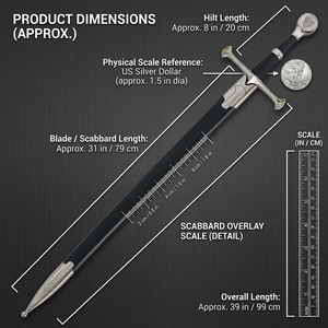 Réplique de l'épée Narsil de la fantasy médiévale - Épée longue Anduril d'Aragorn, lame en acier au carbone, fourreau en cuir de qualité supérieure (OEM disponible) - Product Image 5