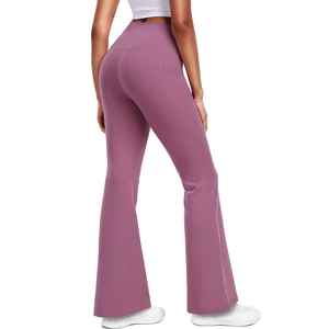 Pantalon de sport évasé respirant pour femme, couleur rose, grande taille, séchage rapide, leggings de course évasés pour femme - Product Image 4