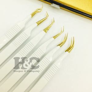 Pinzas duraderas, juegos de pinzas para extensión de pestañas, fabricación OEM, pinzas para pestañas de acero inoxidable, etiqueta privada personalizada, logotipo de visón - Product Image 3