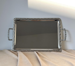 Elegant Rectangular Metal Serving <b>Tray</b> with Handles Luxury <b>Mirror</b> Polish Stainless Steel Decorative Plate for Hotel Wedding <b>Tray</b> - Product Image 1