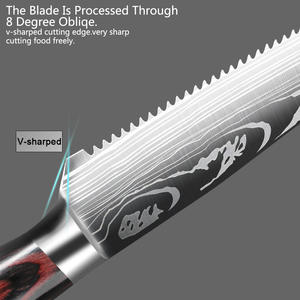 Stainless Steel Sawtooth Steak <b>Knife</b> Set with Wooden Handle Western Style Metal Hotel Gift Box for Holiday Wholesale - Product Image 3