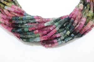 Cuentas de Turmalina Natural Multicolor en Forma de Caja Lisa de 5 mm, 14 Pulgadas, Cuentas en Forma de Cubo Liso para Fabricación de Joyas, Cuentas al por Mayor - Product Image 6