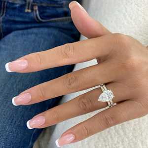 Ensemble de bagues de mariage en or massif 14 carats avec diamant de 2,02 carats taille poire, couleur D, pureté VS2, cultivé en laboratoire, certifié IGI, pour femme, cadeau de fiançailles et de promesse - Product Image 4