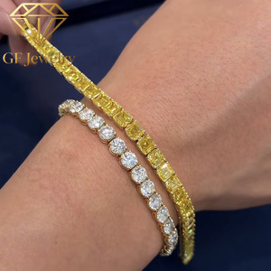 Bracelet tennis en or 18 carats plaqué or pour femme GF Jewelry, diamants jaunes fantaisie taille Asscher, cultivés en laboratoire, luxe pour tous les jours - Product Image 5