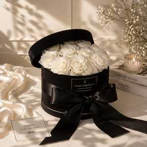 กล่องบรรจุดอกกุหลาบอบแห้ง 6 ดอก สีเบจอ่อน เหมาะสำหรับวันแม่ วันวาเลนไทน์ งานแต่งงาน การจัดช่อดอกไม้ และการตกแต่งอย่างหรูหรา - Product Image 5