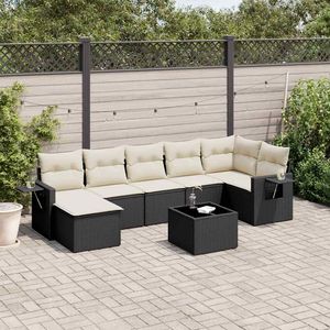 Ensemble de canapés de jardin en rotin PE noir avec structure en acier thermolaqué et verre trempé, mobilier d'extérieur haut de gamme - Product Image 1