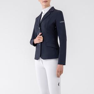 High Quality Custom Made Classic Fit <b>Women's</b> Navy <b>Lightweight</b> Nylon Spandex Western Equestrian Riding Horse <b>Jacket</b> Button - Product Image 5