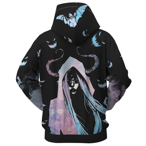 Sweat à capuche oversize unisexe noir à imprimé chauve-souris gothique, respirant, tricoté, streetwear d'automne - Product Image 6