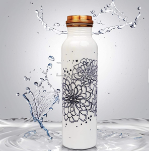 Botella de Agua de Cobre para Uso Personal, Regalo, Hecha a Mano, Hermosa Impresión en Esmalte de Vidrio, Apta para Lavavajillas y Microondas - Product Image 4