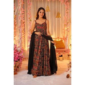 Vestido Anarkali de Diseñador y Dupatta para Fiesta - Talla XS - Product Image 5