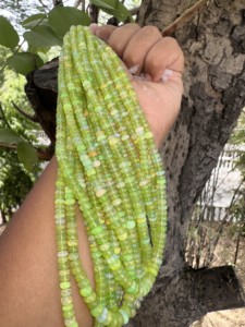 Cuentas de Ópalo Etíope Verde AAA, Lisas y en Forma de Rondelle, de 5.5-6.5mm, Color Loro, Cuentas de Ópalo de Fuego, Hilo de Cuentas de Ópalo Verde - Product Image 2