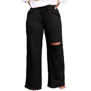 Pantalon Harem ample pour femme, couleur unie, taille élastique, longueur cheville, en lin et coton, décontracté, respirant, avec poches, idéal pour l'été - Product Image 2
