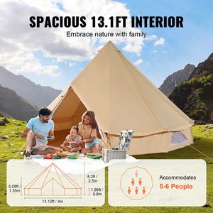 Tenda Yurt in Tela Traspirante 4 Stagioni 4m/13.12ft per Campeggio, Capacità 6 Persone con Foro per Stufa - Product Image 4
