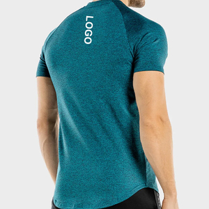 T-shirt en jersey de polyester à manches courtes pour homme, col rond, couleur unie, coupe ajustée, décontracté, longueur normale, séchage rapide, idéal pour la gym - Product Image 2