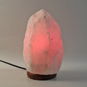 Premium Himalayan white salt lamp with polished natural <b>crystal</b> and wooden base offers elegant décor and warm ambient lighting - Product Image 1