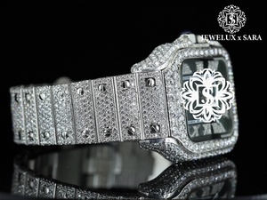 Montre Hip Hop en Acier Inoxydable de Haute Qualité avec Moissanite, Style Diamant, pour les Amateurs de Mode et les Collectionneurs, en Vente - Product Image 2