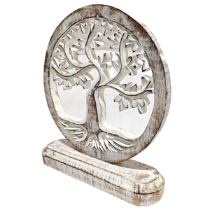 Escultura de Mesa Tallada en Madera, Decoración de Madera Sólida con Acabado Blanco Lavado, Decoración para el Hogar, Sala de Estar o Entrada - Product Image 3
