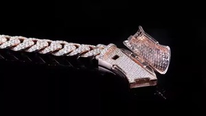 Cadena Cubana de Alta Calidad Estilo Hip Hop Rapper en Oro Rosa con Diamantes y Detalles en Oro Rosa, Regalo para Él - Product Image 6