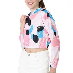 Hoodies courts pour femmes 100% coton, style streetwear, épaules tombantes, nouvelle mode, coupe ample, pour femmes - Product Image 3