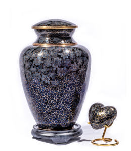 Urna Funeraria de Latón con Diseño Floral Cloisonné Estilo Americano, Color Personalizado, para Cenizas Humanas, con Corazón Conmemorativo, Venta al Por Mayor - Product Image 1