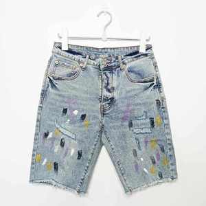 Pantalones Cortos Vaqueros Anchos de Verano de Alta Calidad OEM para Hombre, con Estampado Personalizado y Lavado Ácido - Product Image 1