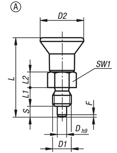 K0748 INDEXING PLUNGER ECO SHORT VERSION SIZE:3 D1=M16, D=8, FORM:A WO LOCKING SLOT WO LOCKNU, สแตนเลสสตีล ไม่ใช่ - Product Image 6