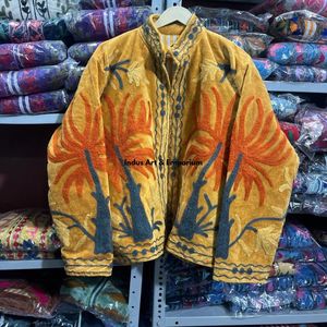 Indian Handmade Suzani Cotton <b>Jacket</b> Hand Embroidered <b>Short</b> <b>Jacket</b> Unisex Coat Handmade Suzani <b>Short</b> <b>Jacket</b> - Product Image 6