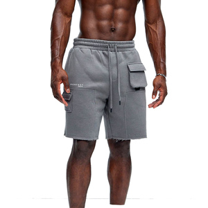 Shorts cargo gris pour homme, style décontracté, taille élastique, 100% coton, respirant, écologique, séchage rapide, longueur mi-cuisse - Product Image 2