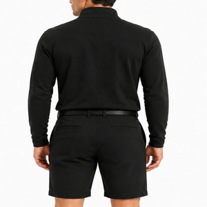 Uniforme de golf de manga larga para hombre, conjunto de camisa y pantalones cortos deportivos, ajuste elástico, ropa deportiva de lujo ligera, tacto suave y cómodo. - Product Image 3
