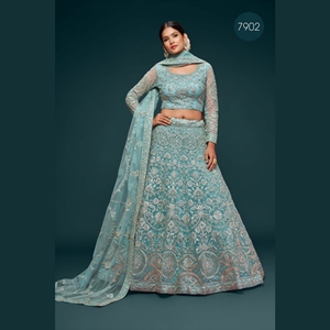 Soft Net Semi Stitched <b>Lehenga</b> Choli Zari Badla Embroidery Wedding Party Wear Designer Outfit For Wedding Festive Wear - Product Image 2
